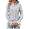 imagesiliteelon Womens Button Down Shirt Linen Button Up Shirts for Women Long Sleeve Summer Shirt Collared Blouse Linen TopsGray