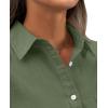 imagesiliteelon Womens Button Down Shirt Linen Button Up Shirts for Women Long Sleeve Summer Shirt Collared Blouse Linen TopsGreen