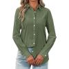 imagesiliteelon Womens Button Down Shirt Linen Button Up Shirts for Women Long Sleeve Summer Shirt Collared Blouse Linen TopsGreen