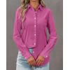 imagesiliteelon Womens Button Down Shirt Linen Button Up Shirts for Women Long Sleeve Summer Shirt Collared Blouse Linen TopsHot Pink