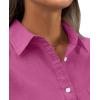 imagesiliteelon Womens Button Down Shirt Linen Button Up Shirts for Women Long Sleeve Summer Shirt Collared Blouse Linen TopsHot Pink
