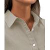 imagesiliteelon Womens Button Down Shirt Linen Button Up Shirts for Women Long Sleeve Summer Shirt Collared Blouse Linen TopsKhaki