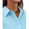 imagesiliteelon Womens Button Down Shirt Linen Button Up Shirts for Women Long Sleeve Summer Shirt Collared Blouse Linen TopsLake Blue