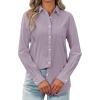 imagesiliteelon Womens Button Down Shirt Linen Button Up Shirts for Women Long Sleeve Summer Shirt Collared Blouse Linen TopsLavender