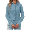imagesiliteelon Womens Button Down Shirt Linen Button Up Shirts for Women Long Sleeve Summer Shirt Collared Blouse Linen TopsLight Gray