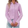 imagesiliteelon Womens Button Down Shirt Linen Button Up Shirts for Women Long Sleeve Summer Shirt Collared Blouse Linen TopsLight Purple