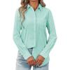 imagesiliteelon Womens Button Down Shirt Linen Button Up Shirts for Women Long Sleeve Summer Shirt Collared Blouse Linen TopsMint Green