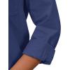 imagesiliteelon Womens Button Down Shirt Linen Button Up Shirts for Women Long Sleeve Summer Shirt Collared Blouse Linen TopsNavy Blue