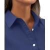 imagesiliteelon Womens Button Down Shirt Linen Button Up Shirts for Women Long Sleeve Summer Shirt Collared Blouse Linen TopsNavy Blue