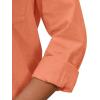 imagesiliteelon Womens Button Down Shirt Linen Button Up Shirts for Women Long Sleeve Summer Shirt Collared Blouse Linen TopsOrange
