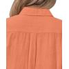 imagesiliteelon Womens Button Down Shirt Linen Button Up Shirts for Women Long Sleeve Summer Shirt Collared Blouse Linen TopsOrange