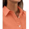 imagesiliteelon Womens Button Down Shirt Linen Button Up Shirts for Women Long Sleeve Summer Shirt Collared Blouse Linen TopsOrange