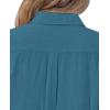 imagesiliteelon Womens Button Down Shirt Linen Button Up Shirts for Women Long Sleeve Summer Shirt Collared Blouse Linen TopsPeacock Blue