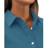 imagesiliteelon Womens Button Down Shirt Linen Button Up Shirts for Women Long Sleeve Summer Shirt Collared Blouse Linen TopsPeacock Blue