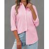 imagesiliteelon Womens Button Down Shirt Linen Button Up Shirts for Women Long Sleeve Summer Shirt Collared Blouse Linen TopsPink
