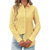 imagesiliteelon Womens Button Down Shirt Linen Button Up Shirts for Women Long Sleeve Summer Shirt Collared Blouse Linen TopsYellow