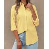 imagesiliteelon Womens Button Down Shirt Linen Button Up Shirts for Women Long Sleeve Summer Shirt Collared Blouse Linen TopsYellow