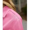 imagesiliteelon Womens Linen Button Down Shirts Lace Crochet Short Sleeve Cotton Shirts Collared V Neck Summer Casual Blouses TopsCherry Blossom Pink