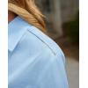 imagesiliteelon Womens Linen Button Down Shirts Lace Crochet Short Sleeve Cotton Shirts Collared V Neck Summer Casual Blouses TopsLight Blue