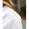 imagesiliteelon Womens Linen Button Down Shirts Lace Crochet Short Sleeve Cotton Shirts Collared V Neck Summer Casual Blouses TopsWhite