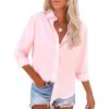 imagesiliteelon Button Down Shirts for Women Dress Shirts Long Sleeve WrinkleFree Blouse Casual Solid Office Work Tunic TopAll Pink