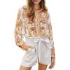 imagesiliteelon Womens Button Down Shirts Dress Shirts Long Sleeve Wrinkle Free Collared Work Blouses Casual Print Chiffon TopYellow Floral