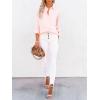 imagesiliteelon Button Down Shirts for Women Dress Shirts Long Sleeve WrinkleFree Blouse Casual Solid Office Work Tunic TopAll Pink