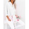 imagesiliteelon Button Down Shirts for Women Dress Shirts Long Sleeve WrinkleFree Blouse Casual Solid Office Work Tunic TopAll White