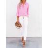 imagesiliteelon Button Down Shirts for Women Dress Shirts Long Sleeve WrinkleFree Blouse Casual Solid Office Work Tunic TopB Neon Pink