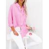 imagesiliteelon Button Down Shirts for Women Dress Shirts Long Sleeve WrinkleFree Blouse Casual Solid Office Work Tunic TopB Neon Pink