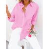 imagesiliteelon Button Down Shirts for Women Dress Shirts Long Sleeve WrinkleFree Blouse Casual Solid Office Work Tunic TopB Neon Pink