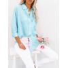 imagesiliteelon Button Down Shirts for Women Dress Shirts Long Sleeve WrinkleFree Blouse Casual Solid Office Work Tunic TopBaby Blue