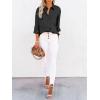 imagesiliteelon Button Down Shirts for Women Dress Shirts Long Sleeve WrinkleFree Blouse Casual Solid Office Work Tunic TopBlack