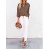 imagesiliteelon Button Down Shirts for Women Dress Shirts Long Sleeve WrinkleFree Blouse Casual Solid Office Work Tunic TopBrown