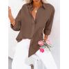 imagesiliteelon Button Down Shirts for Women Dress Shirts Long Sleeve WrinkleFree Blouse Casual Solid Office Work Tunic TopBrown
