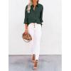 imagesiliteelon Button Down Shirts for Women Dress Shirts Long Sleeve WrinkleFree Blouse Casual Solid Office Work Tunic TopDark Green