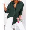 imagesiliteelon Button Down Shirts for Women Dress Shirts Long Sleeve WrinkleFree Blouse Casual Solid Office Work Tunic TopDark Green