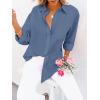 imagesiliteelon Button Down Shirts for Women Dress Shirts Long Sleeve WrinkleFree Blouse Casual Solid Office Work Tunic TopHblue 05