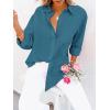 imagesiliteelon Button Down Shirts for Women Dress Shirts Long Sleeve WrinkleFree Blouse Casual Solid Office Work Tunic TopHblue02