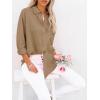imagesiliteelon Button Down Shirts for Women Dress Shirts Long Sleeve WrinkleFree Blouse Casual Solid Office Work Tunic TopKhaki