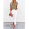 imagesiliteelon Button Down Shirts for Women Dress Shirts Long Sleeve WrinkleFree Blouse Casual Solid Office Work Tunic TopKhaki