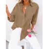 imagesiliteelon Button Down Shirts for Women Dress Shirts Long Sleeve WrinkleFree Blouse Casual Solid Office Work Tunic TopKhaki
