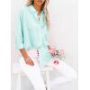 imagesiliteelon Button Down Shirts for Women Dress Shirts Long Sleeve WrinkleFree Blouse Casual Solid Office Work Tunic TopLight Green