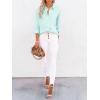 imagesiliteelon Button Down Shirts for Women Dress Shirts Long Sleeve WrinkleFree Blouse Casual Solid Office Work Tunic TopLight Green