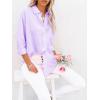 imagesiliteelon Button Down Shirts for Women Dress Shirts Long Sleeve WrinkleFree Blouse Casual Solid Office Work Tunic TopLilac