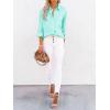 imagesiliteelon Button Down Shirts for Women Dress Shirts Long Sleeve WrinkleFree Blouse Casual Solid Office Work Tunic TopMint