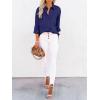 imagesiliteelon Button Down Shirts for Women Dress Shirts Long Sleeve WrinkleFree Blouse Casual Solid Office Work Tunic TopNavy Blue
