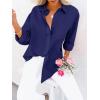 imagesiliteelon Button Down Shirts for Women Dress Shirts Long Sleeve WrinkleFree Blouse Casual Solid Office Work Tunic TopNavy Blue
