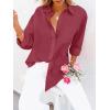 imagesiliteelon Button Down Shirts for Women Dress Shirts Long Sleeve WrinkleFree Blouse Casual Solid Office Work Tunic TopRed