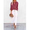 imagesiliteelon Button Down Shirts for Women Dress Shirts Long Sleeve WrinkleFree Blouse Casual Solid Office Work Tunic TopRed